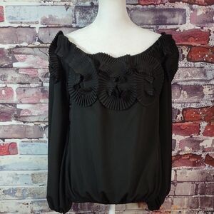 Ryu Crystal Pleated Peasant Top
